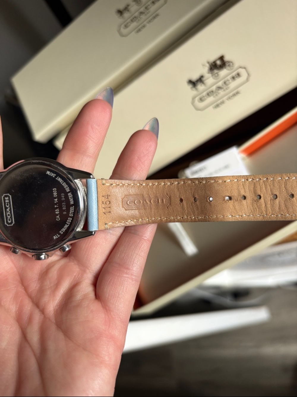 Coach Multicolor Leather Strap Chronograph Watch with Silver Dial - Picture 7 of 9